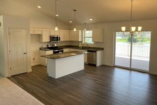 kitchen view of Lake Lorelei home